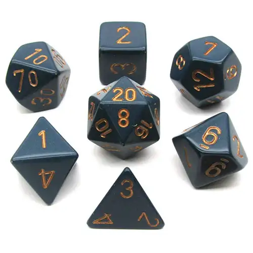 Chessex Dice Set: Opaque Dusty Blue w/Copper (7)