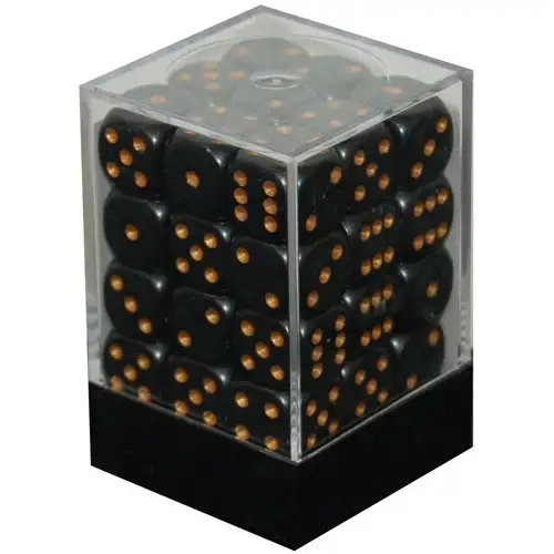 Chessex 12mm d6 Set: Opaque Black w/Gold (36)