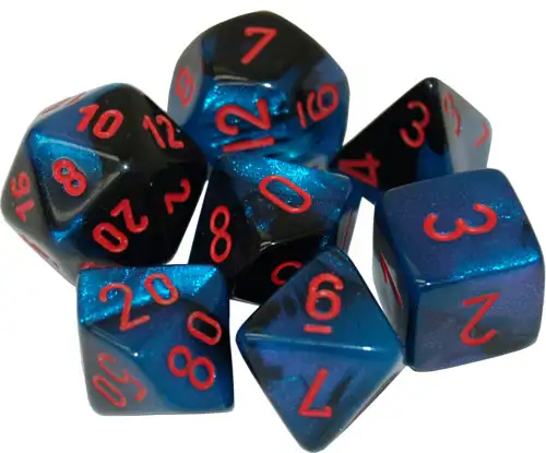 Chessex Dice Set: Gemini Black-Starlight w/ Red (7)