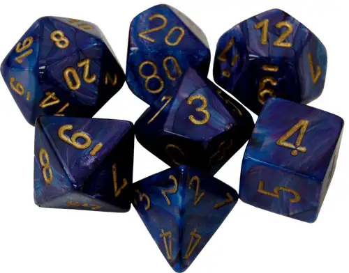 Chessex Dice Set: Lustrous Purple/Gold (7)