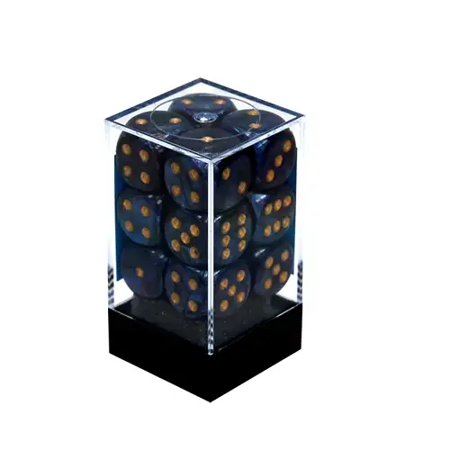 Chessex 16mm d6 Set: Scarab Royal Blue w/Gold (12)