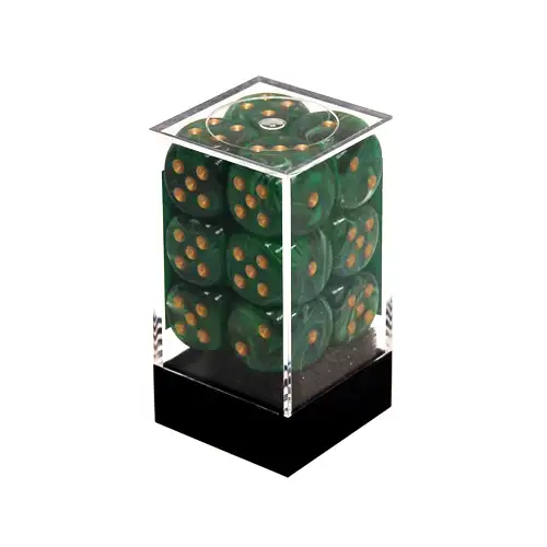 Chessex 16mm d6 Set: Vortex Green w/Gold (12)