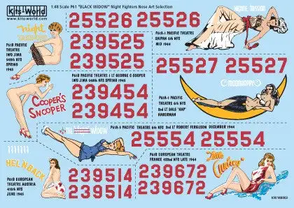 Warbird Decals 148003 1/48 P61 Night Take Off, Cooper's Snooper, Virgin Widow, N