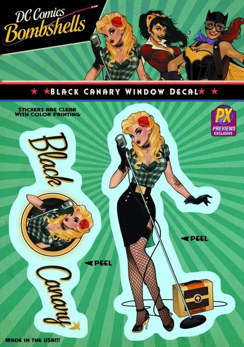 DC Bombshells Black Canary Exclusive Vinyl Window Decal