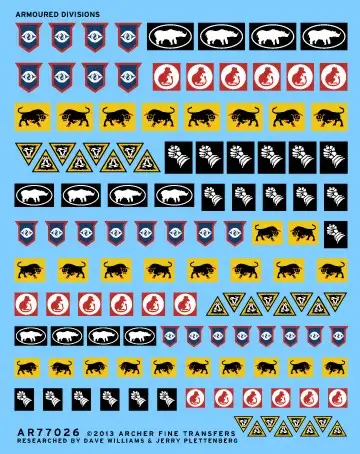 Archer Fine Transfers 77026 Waterslide Decal: 1/35 UK Armored Division Unit Signs 1943-1945