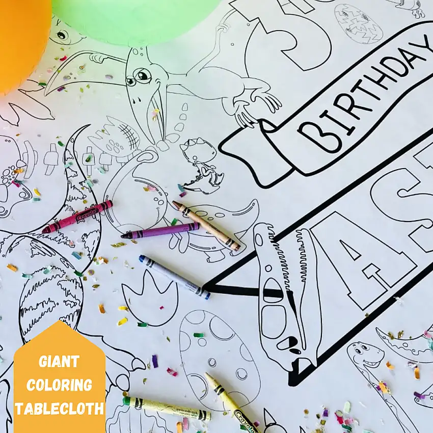 Personalized Dinosaur Birthday Coloring Poster