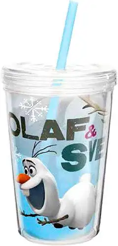 Disney Frozen 13 Oz Olaf & Sven Double-Wall Tumbler with Straw