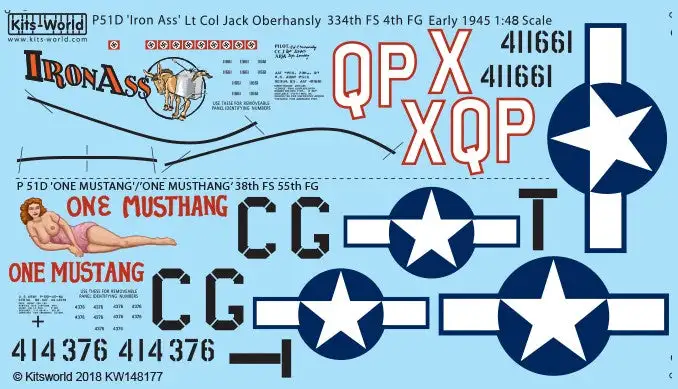 Warbird Decals Kits World 148177 1/48 P51D Iron Ass, One Mustang/One Mustang