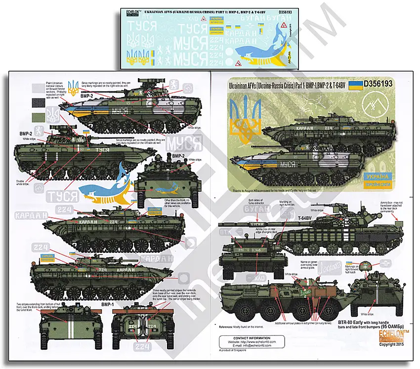Ukrainian AFVs Ukraine-Russia Crisis Pt.1 BMP1, BMP2 & T64BV 1/35 Echelon Decals