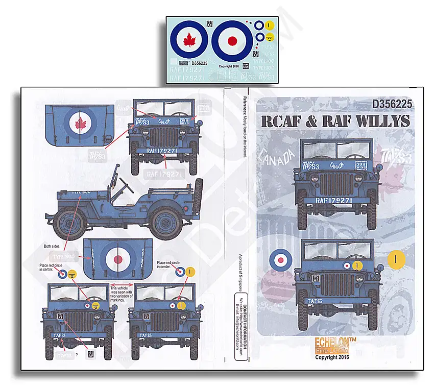 RCAF & RAF Willys 1/35 Echelon Decals