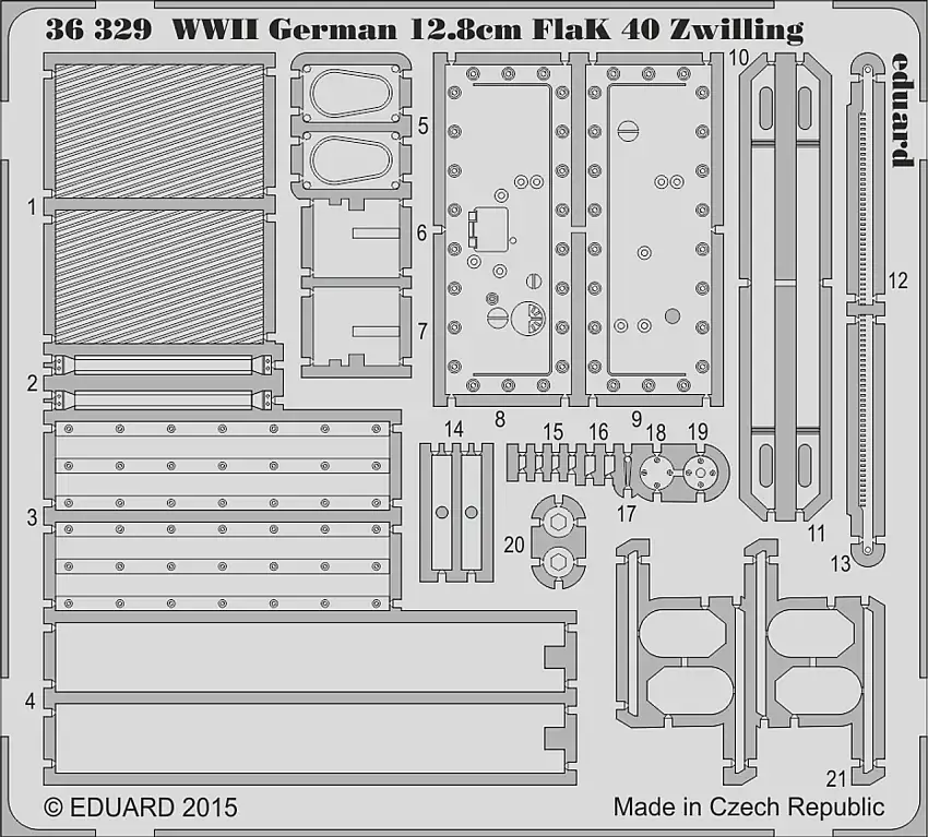 WWII German 12.8cm Flak 40 Zwilling for TAO 1/35 Eduard