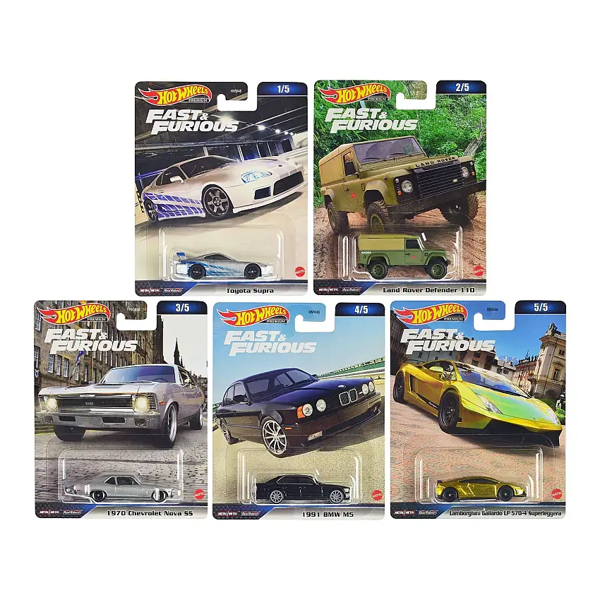 "Fast & Furious" 2023 5 piece Set D Diecast Model Cars by Hot Wheels