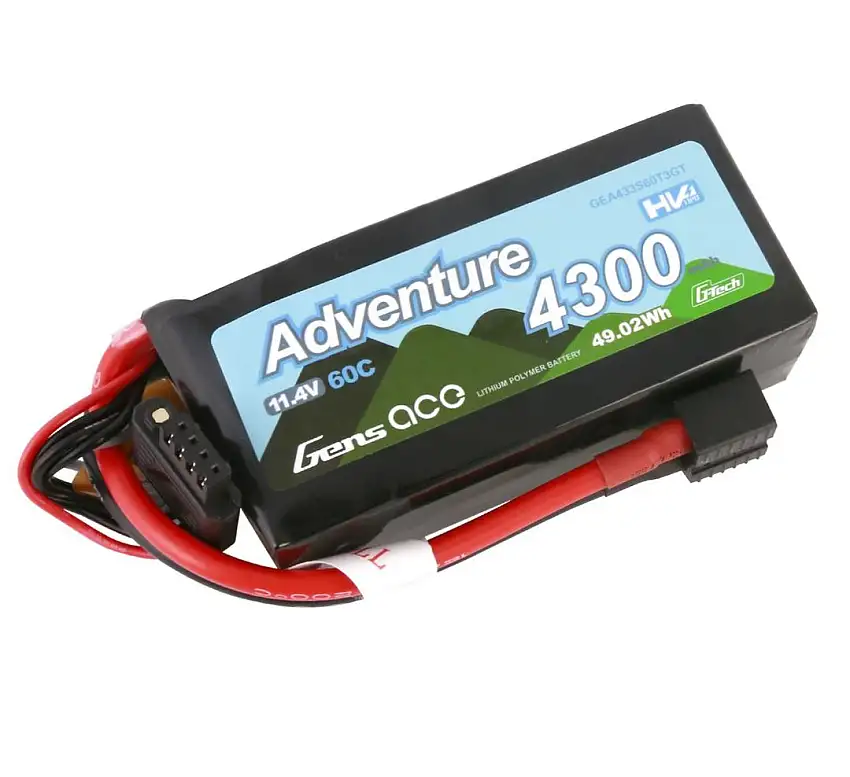 Gens Ace Adventure High Voltage G-Tech 4300mAh 3S1P 11.4V 60C Lipo Battery With Deans, EC3, XT60