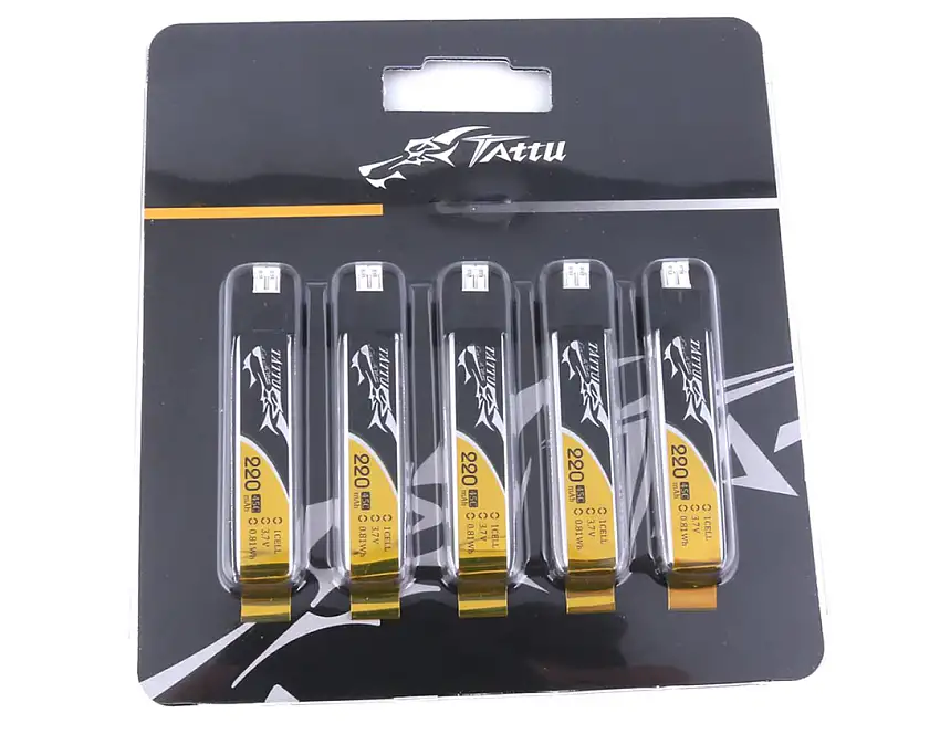 Tattu 220mAh 3.7V 45C 1S1P Lipo - PH 2.0 Plug (5pcs)