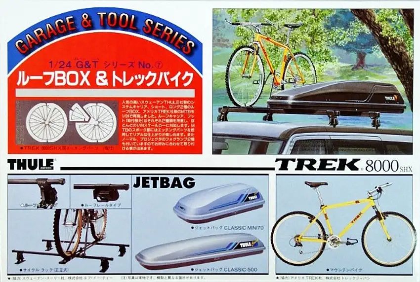 Auto Roof Rack, Bike & 2 Jetbags 1/24 Fujimi