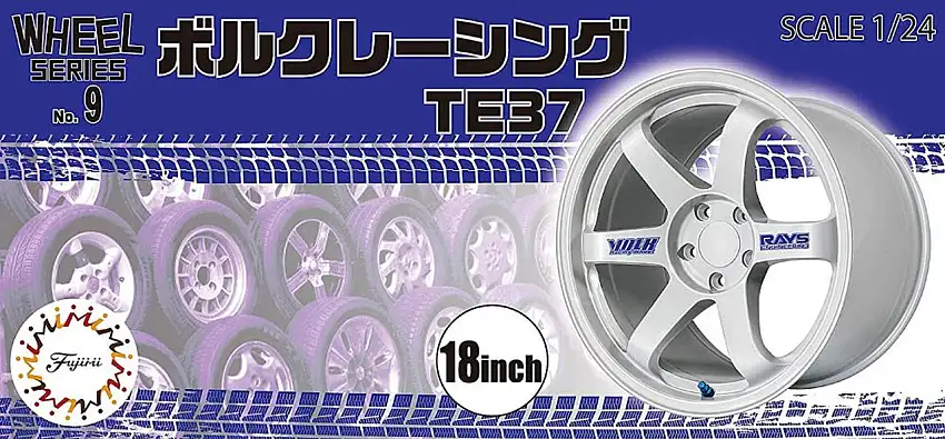 Volk Racing TE37 18" Tire & Wheel Set (4) 1/24 Fujimi