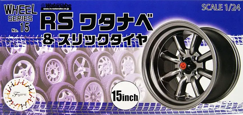RS Watanabe & Slick 15" Tire & Wheel Set (4) 1/24 Fujimi