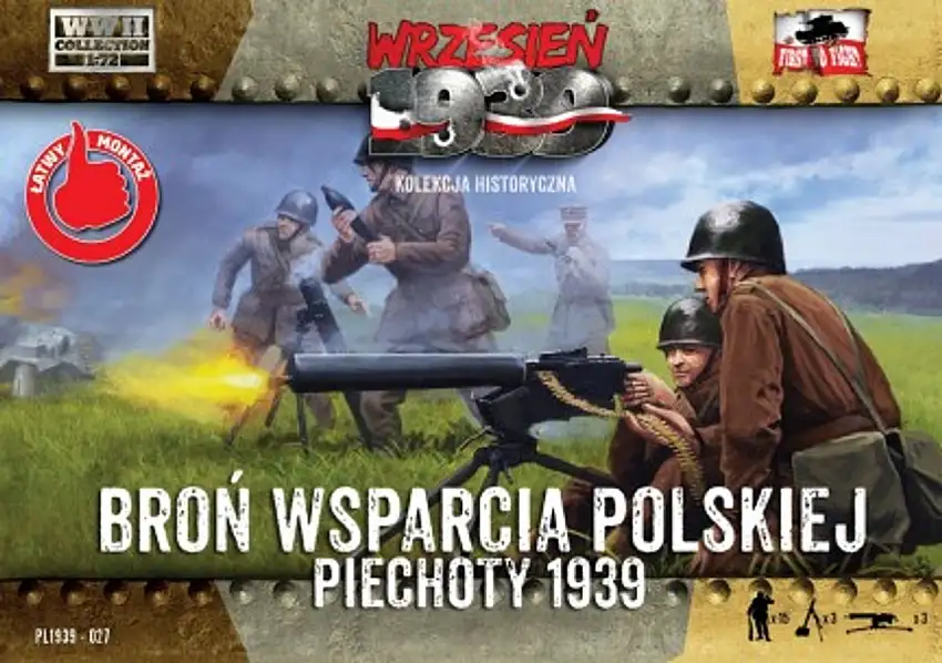 WWII Polish Infantry Support Weapons w/15 Crew 1/72 First to Fight Models