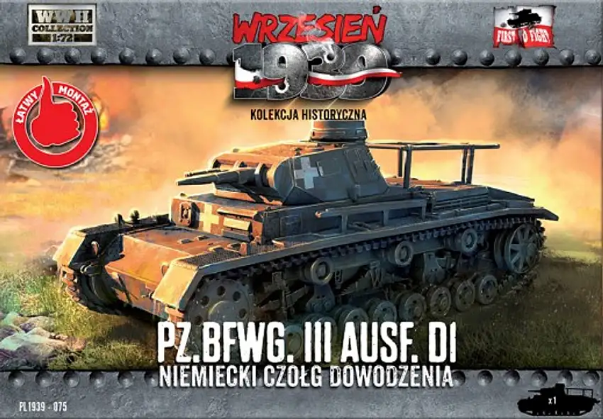 WWII PzBfwg III Ausf D1 German Tank 1/72 First To Fight Models