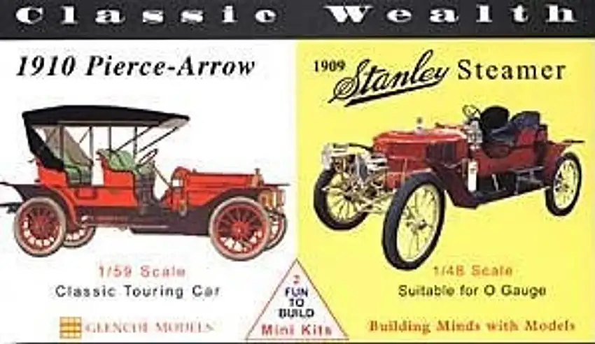Classic Wealth: 1/59 1910 Pierce-Arrow Touring & 1/48 1909 Stanley Steamer Cars Glencoe