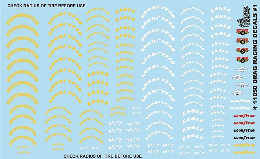 Drag Racing Tire Logos #1 (Mickey Thompson, Goodyear, Eagle) 1/24-1/25 Gofer Racing