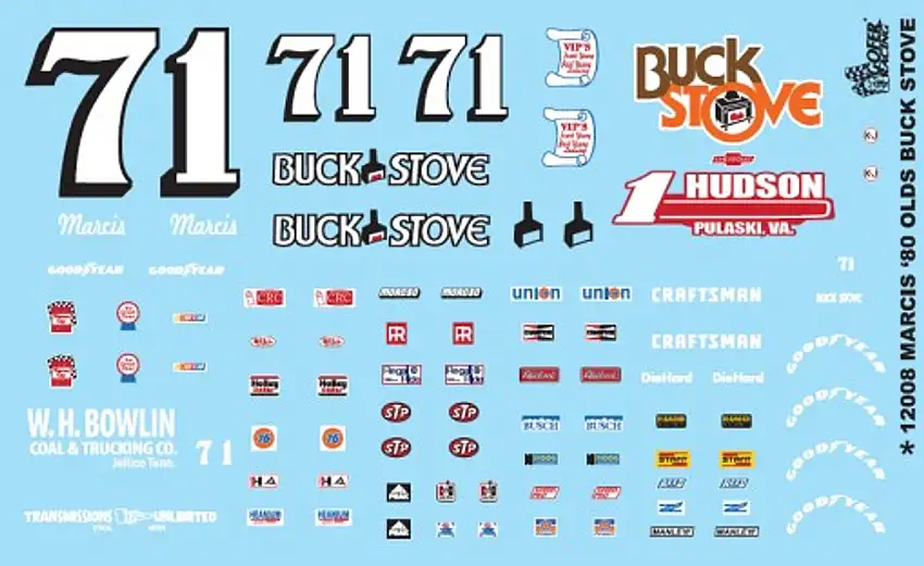 Dave Marcis 1980 Olds Buck Stove Race Car Graphics 1/24-1/25 Gofer Racing Decals