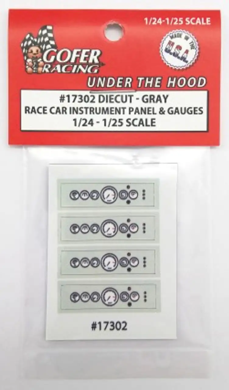Race Car Instrument Panel & Gauges Gray (Diecut Plastic) 1/24-1/25 Gofer Racing