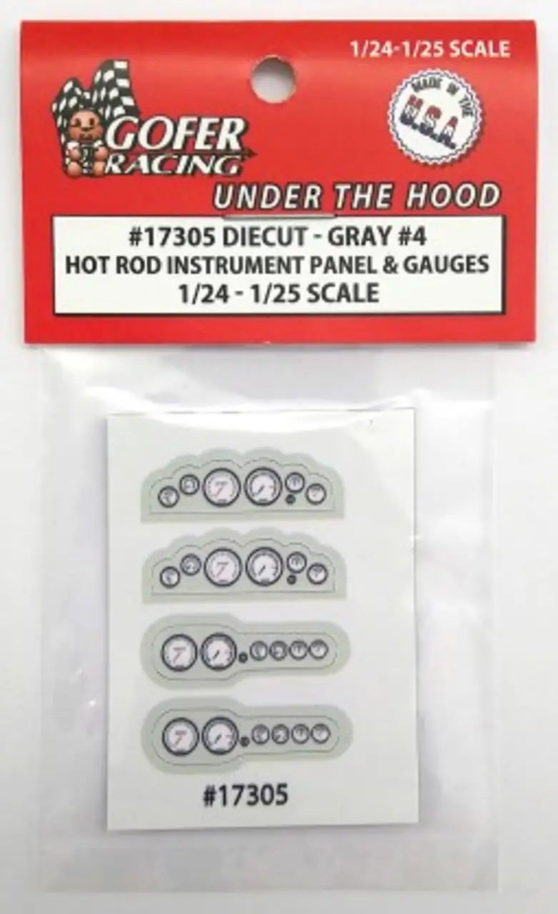 Hot Rod Instrument Panel & Gauges Gray #4 (Diecut Plastic) 1/24-1/25 Gofer Racing