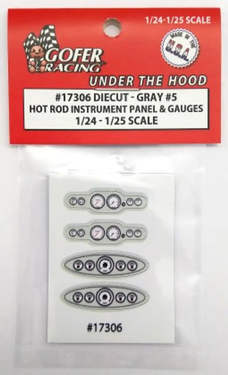 Hot Rod Instrument Panel & Gauges Gray #5 (Diecut Plastic) 1/24-1/25 Gofer Racing