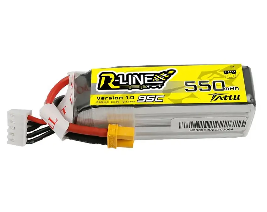 Tattu R-Line 550mAh 14.8V 95C 4S1P Lipo Battery with XT30