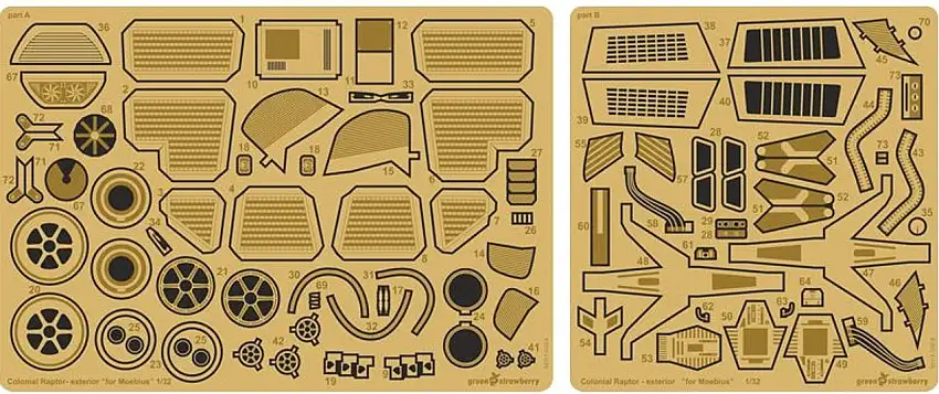 Battlestar Galactica Colonial Raptor Interior Detail Set for MOE (Photo-Etch) 1/32 Green Strawberry