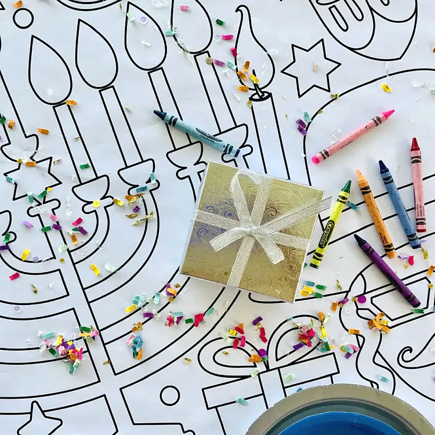 Hanukkah Table Cover Collage Coloring Activity