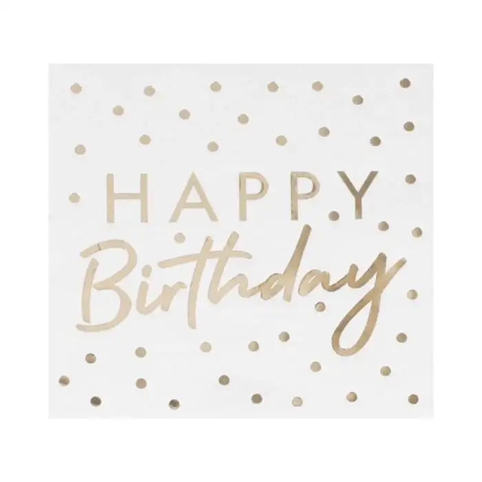 Gold Foil Happy Birthday Dot Napkin