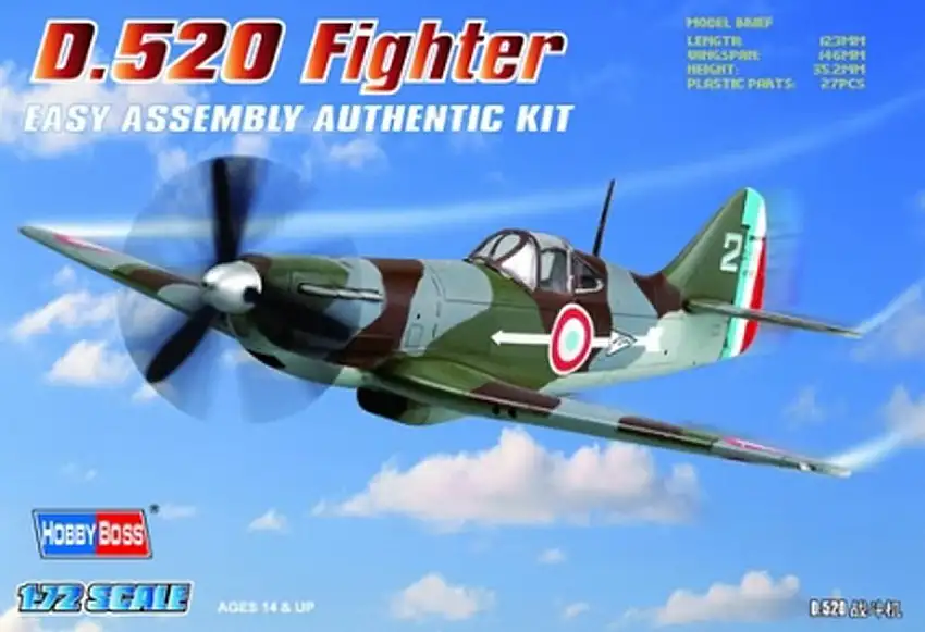 D520 French Fighter (Easy Assembly) 1/72 Hobbyboss
