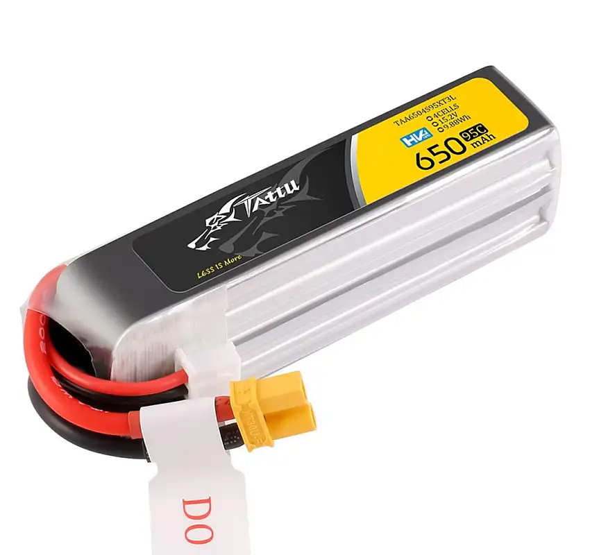Tattu R-Line 650mAh 4S 15.2V 95C Lipo Battery Long Pack with XT30 Plug