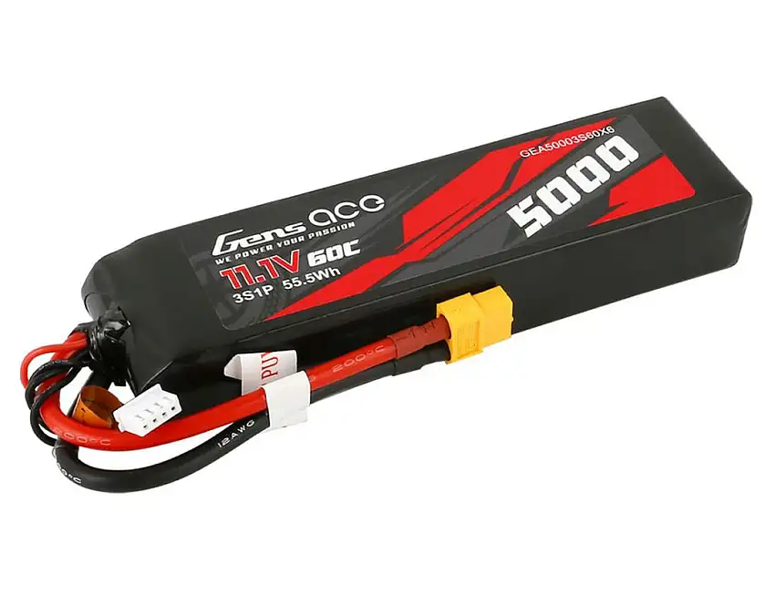 Gens Ace 11.1V 60C 3S 5000mAh Lipo Battery Pack With XT60 Plug