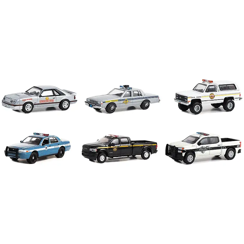 "Hot Pursuit" Set of 6 Police Cars Series 44 1/64 Diecast Model Cars by Greenlight