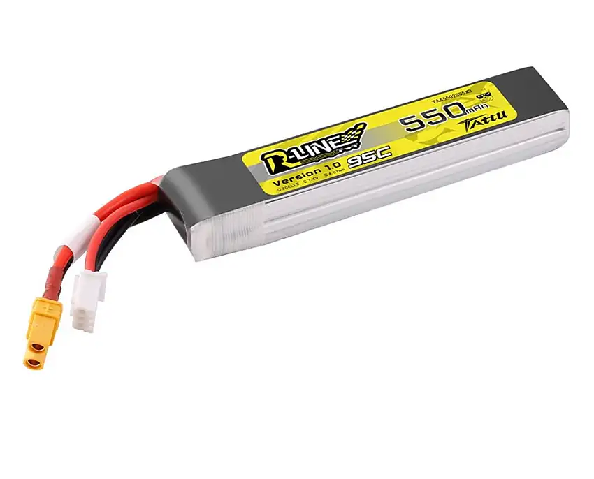 Tattu 550mAh 2S 95C 7.4V R-Line Lipo Battery Long Pack with XT30 Plug