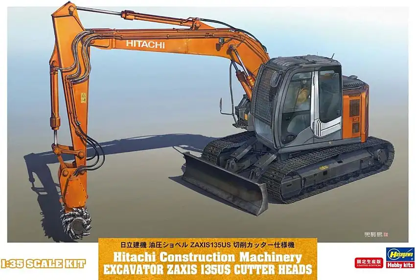 Hitachi Zaxis 135US Cutter Heads Excavator Construction Machinery (Ltd Edition) 1/35 Hasegawa