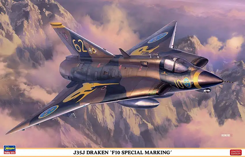 J35J Draken F10 Special Markings Swedish Jet Fighter (Ltd Edition) 1/48 Hasegawa