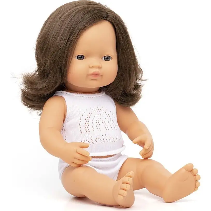 Caucasian Baby Doll | Brunette Girl 15"