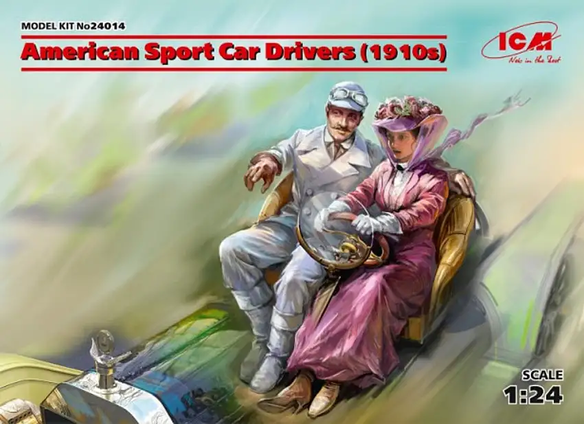 American Male/Female Sport Car Drivers 1910's (2) 1/24 ICM Models