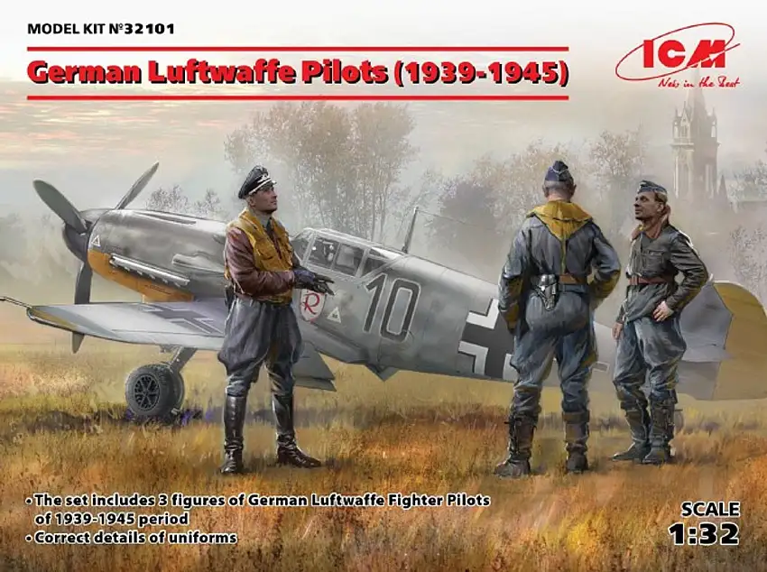 WWII German Luftwaffe Pilots 1939-1945 (3) 1/32 ICM Models
