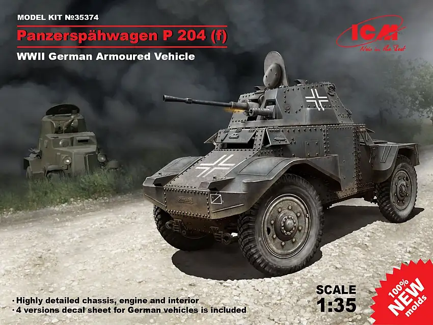 WWII German PzSpahWg P204(f) Armored Vehicle 1/35 ICM Models