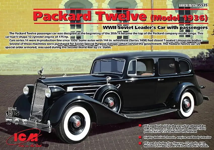 WWII Soviet Packard Twelve Mod 1936 Leader Car w/4 Figures 1/35 ICM Models