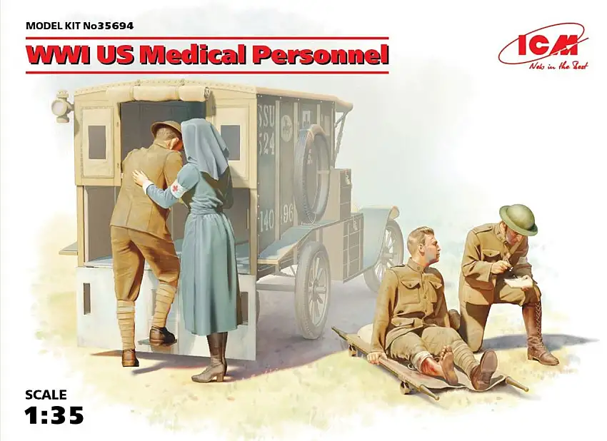 WWI US Medical Personnel (4) 1/35 ICM Models