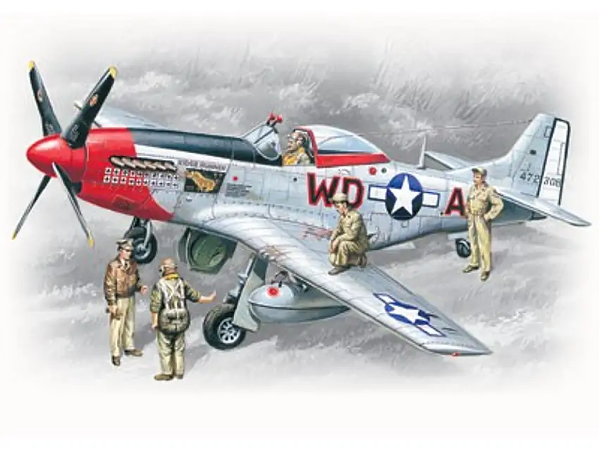 WWII USAAF P51D Mustang Fighter w/Pilots & Ground Personnel (5) 1/48 ICM Models