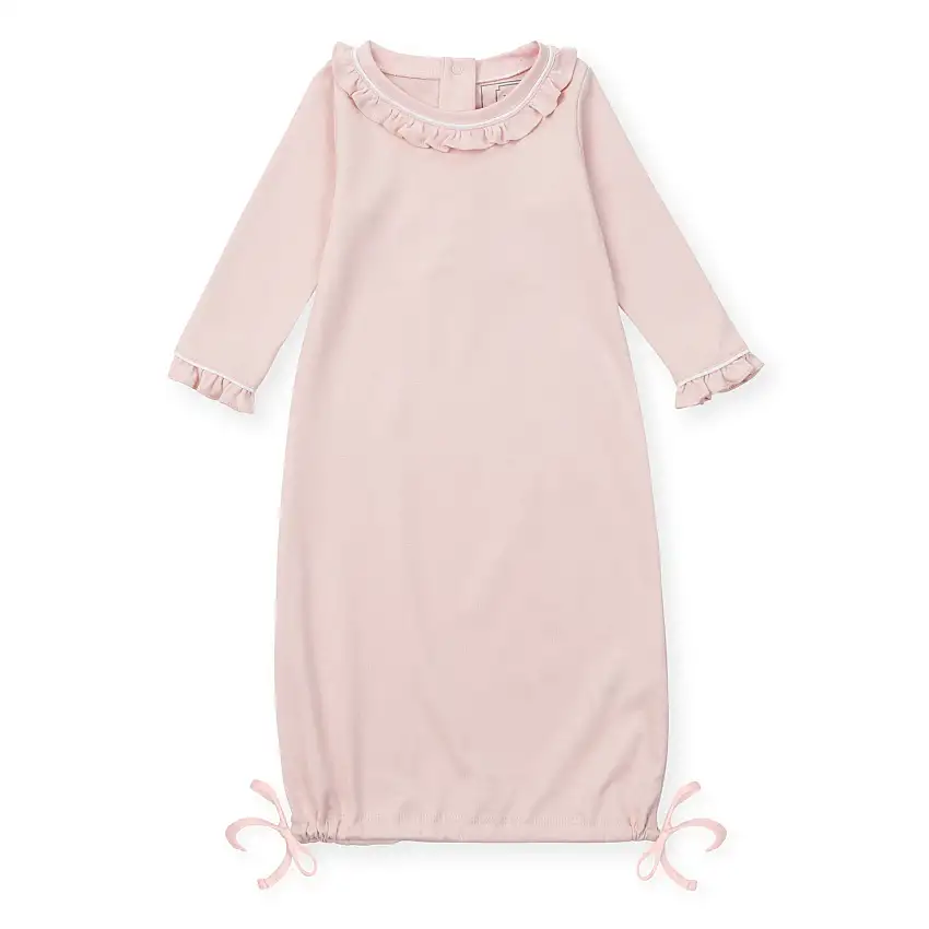 Georgia Pima Cotton Daygown For Girls - Light Pink With White Piping