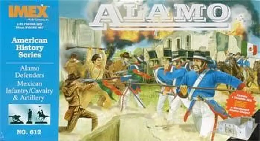 Alamo Defenders (50), Mexican Infantry (45 foot, 1 mtd/Cavalry), Horses & Artillery 1/72 Imex