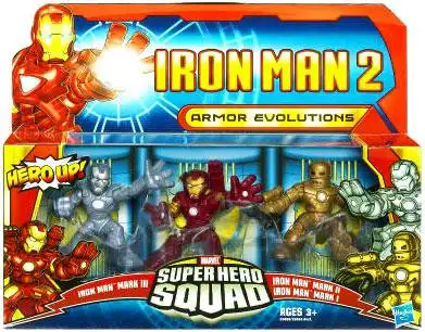 Iron Man 2 Superhero Squad Iron Man Mark I, II & III Action Figure 3-Pack [Armor Evolutions]